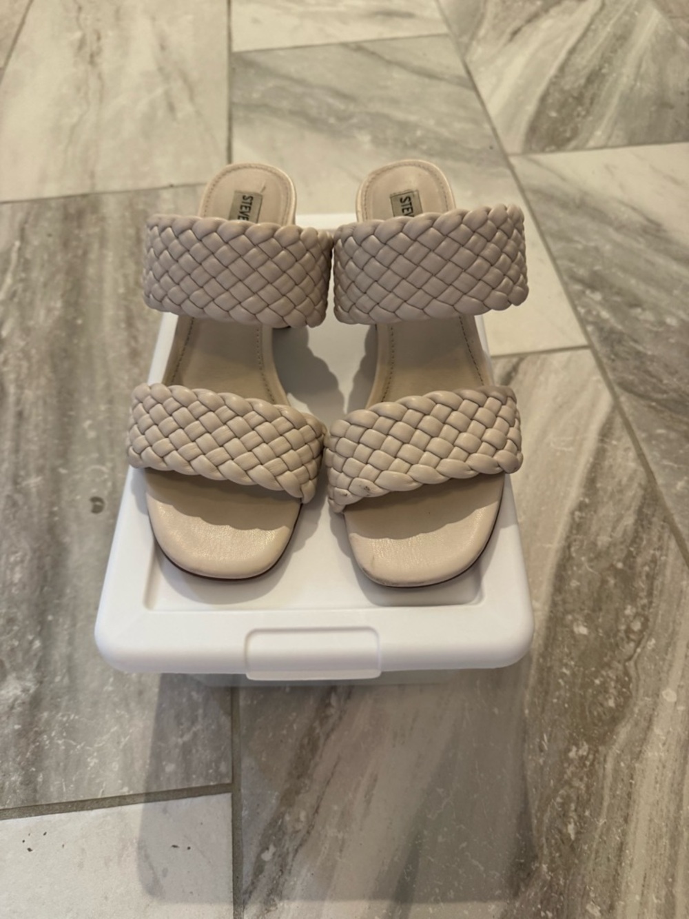 Steve Madden Braided Double-Strap Mules in Taupe
